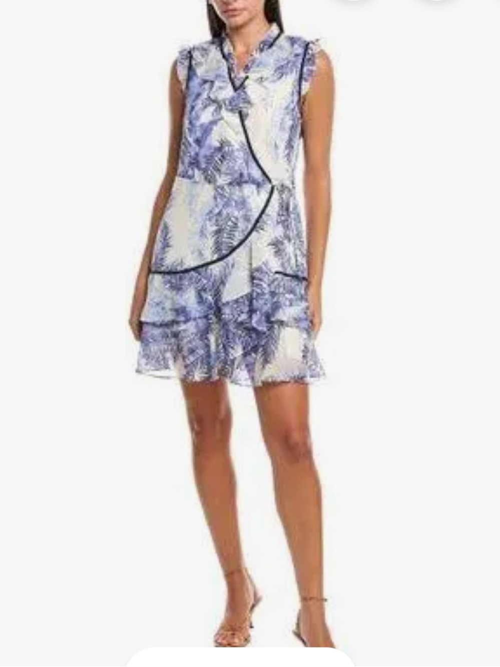 Nicole Miller Blue and White Lurex Wrap Mini Dress Sz 16 nwt